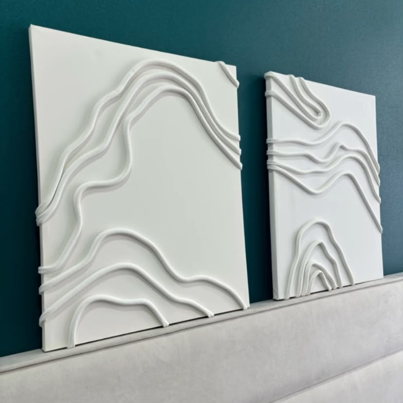 Modern Abstract 3D Wall Art Panel Set (2 Pieces)