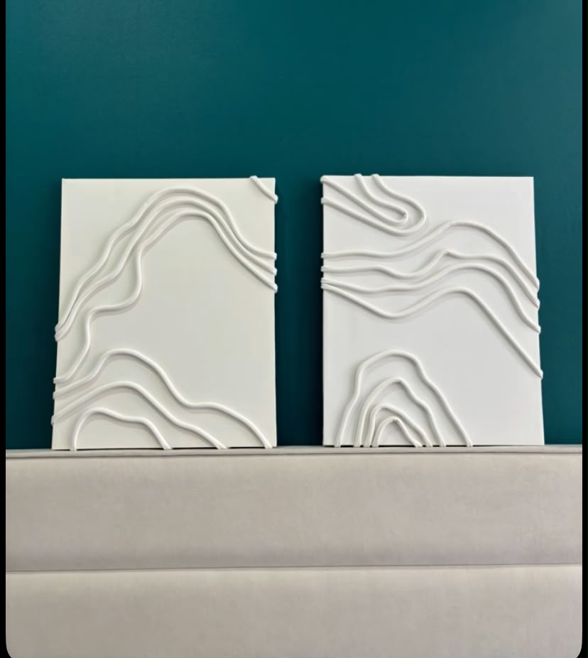 Modern Abstract 3D Wall Art Panel Set (2 Pieces)