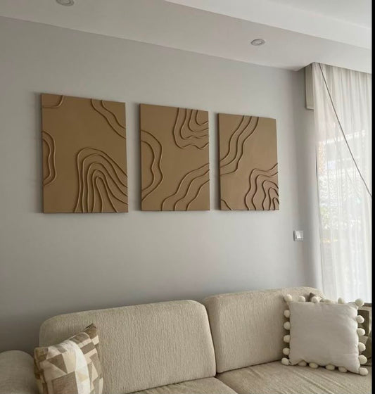 Terra Contours – 3-Piece Minimalist Wall Art Set