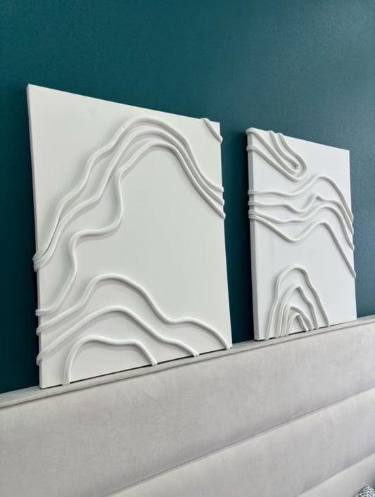 Modern Abstract 3D Wall Art Panel Set (2 Pieces)