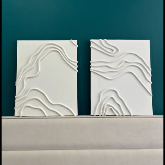 Modern Abstract 3D Wall Art Panel Set (2 Pieces)